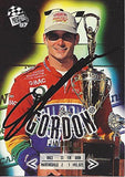 AUTOGRAPHED Jeff Gordon 1997 Press Pass Racing MARTINSVILLE & NORTH WILKESBORO WIN (#24 DuPont Rainbow Team) Hendrick Motorsports Vintage Signed NASCAR Collectible Trading Card with COA