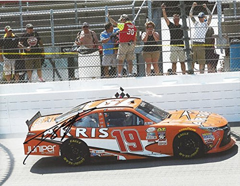 AUTOGRAPHED 2016 Daniel Suarez #19 Arris Team MICHIGAN RACE WIN (Checkered Flag Victory Celebration) Xfinity Series Joe Gibbs Racing Signed Collectible Picture NASCAR 9X11 Inch Glossy Photo with COA