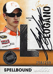 AUTOGRAPHED Joey Logano 2010 Press Pass Racing SPELLBOUND SWATCHES (Letter L) Race-Used Tire Piece Rookie #20 Home Depot Team Relic Insert Signed Collectible NASCAR Trading Card with COA (#258 of only 299)