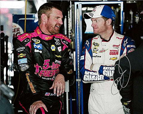 AUTOGRAPHED 2014 Dale Earnhardt Jr. #88 National Guard Racing Garage Area with Bowyer (Signed 8X10 Picture) NASCAR Glossy Photo with COA