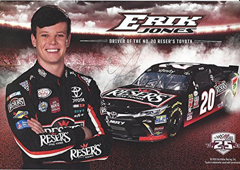 AUTOGRAPHED 2016 Erik Jones #20 Resers Fine Foods Racing (Joe Gibbs 25th Anniversary) Toyota Camry 8X12 Inch Signed Picture NASCAR Hero Card Photo with COA