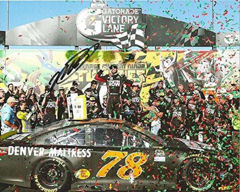 AUTOGRAPHED 2016 Martin Truex Jr. #78 Furniture Row CHICAGOLAND RACE WIN (Victory Lane Celebration) Teenage Ninja Turtles Signed Collectible Picture NASCAR 8X10 Inch Glossy Photo with COA