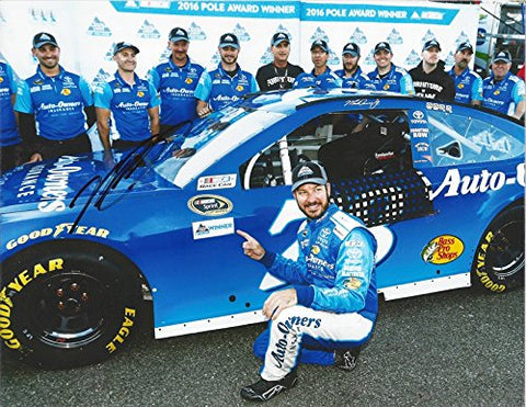 AUTOGRAPHED 2016 Martin Truex Jr. #78 Auto-Owners Insurance Racing MARTINSVILLE POLE AWARD WINNER (Furniture-Row Team) Signed Collectible Picture NASCAR 9X11 Inch Glossy Photo with COA