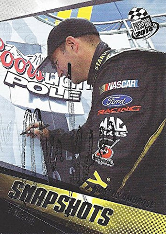 AUTOGRAPHED Marcos Ambrose 2014 Press Pass Racing SNAPSHOTS (#9 Stanley Petty Team) COORS LIGHT POLE AWARD Signed Collectible NASCAR Trading Card with COA