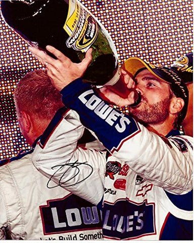 AUTOGRAPHED 2010 Jimmie Johnson #48 Lowe's Racing SPRINT CUP CHAMPION (Champagne Victory Lane) Signed 8X10 NASCAR Glossy Photo with COA