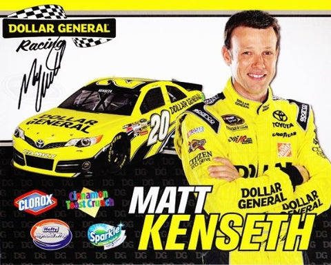 AUTOGRAPHED 2013 Matt Kenseth #20 Dollar General Racing Gibbs Signed 8X10 NASCAR Hero Card Photo with COA