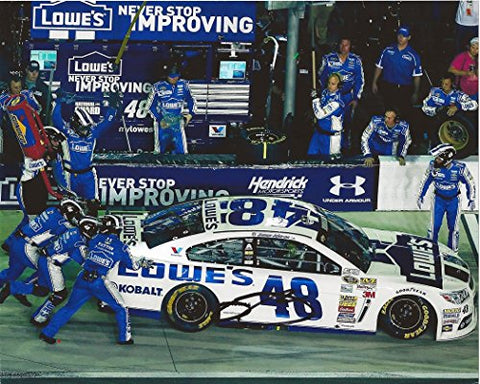 AUTOGRAPHED 2014 Jimmie Johnson #48 Lowes Racing Team (Hendrick Pit Stop) Signed 8X10 Picture NASCAE 8X10 Glossy Photo with COA