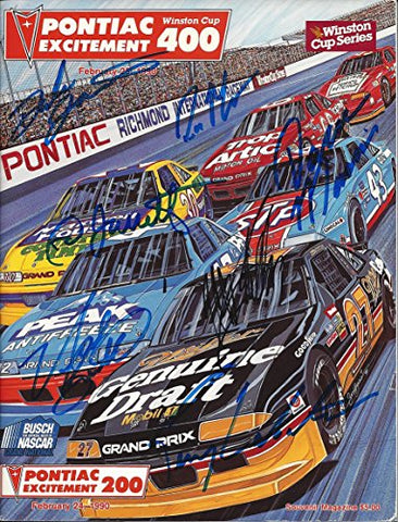 8X AUTOGRAPHED Rob Moroso/Neil Bonnett/Dale & Ned Jarrett/Terry Labonte/Dave Marcis/Bobby Hillin 1990 PONTIAC EXCITEMENT 400 (Richmond Raceway) 9X11 NASCAR Race Program with COA