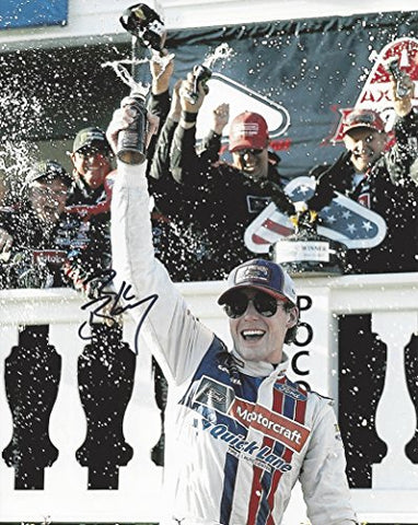 AUTOGRAPHED 2017 Ryan Blaney #21 Motorcraft Team POCONO RACE WIN (Victory Lane) Wood Brothers Racing Monster Energy Cup Series Signed Collectible Picture NASCAR 8X10 Inch Glossy Photo with COA