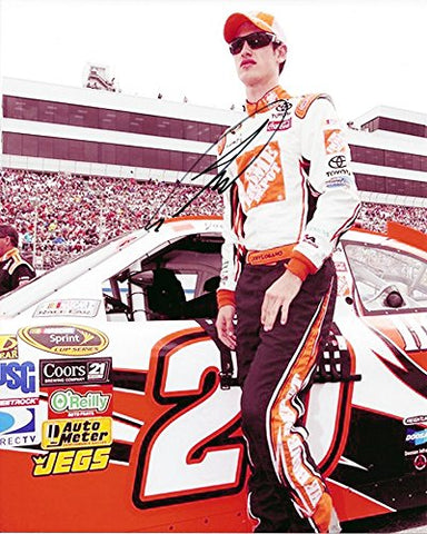 AUTOGRAPHED 2009 Joey Logano #20 The Home Depot Racing ROOKIE DRIVER (Joe Gibbs Team) Pit Road Pre-Race Old Signature Style Signed Picture NASCAR Glossy 8X10 inch Photo with COA