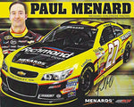 AUTOGRAPHED 2014 Paul Menard #27 Richmond Water Experts (Menards) Signed 8X10 NASCAR Hero Card Photo w/COA