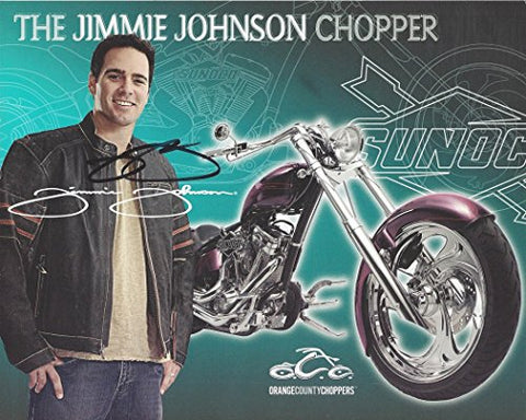 AUTOGRAPHED 2007 Jimmie Johnson #48 Lowes Racing ORANGE COUNTY CHOPPERS 8X10 Inch Signed Picture NASCAR Hero Card Photo with COA
