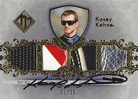 AUTOGRAPHED Kasey Kahne 2012 Press Pass Total Memorabilia QUAD RELIC (Seatbelt - Sheetmetal - Gloves - Heat Shield) Insert Signed Collectible NASCAR Trading Card with COA (#21 of 25)