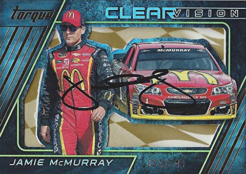 AUTOGRAPHED Jamie McMurray 2016 Panini Torque Racing CLEAR VISION (#1 McDonalds Team) Sprint Cup Series Insert Signed NASCAR Collectible Trading Card with COA #094/149
