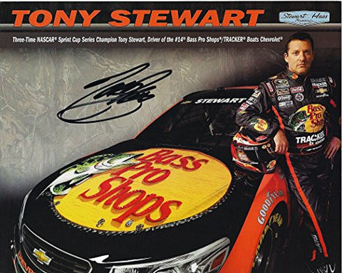 AUTOGRAPHED 2014 Tony Stewart #14 Bass Pro Shops Racing (Rare) 8X10 SIGNED NASCAR Hero Card w/COA