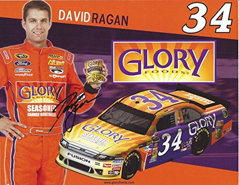 AUTOGRAPHED 2012 David Ragan #34 Glory Foods Racing (Seasoned Canned Vegetables) Sprint Cup Series Ford Fusion 9X11 Inch Signed Picture NASCAR Hero Card Photo with COA