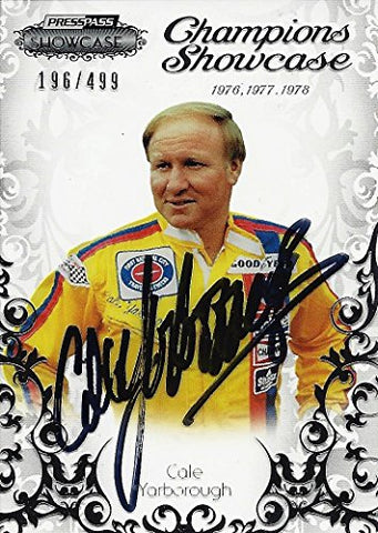 AUTOGRAPHED Cale Yarborough 2012 Press Pass Racing CHAMPIONS SHOWCASE Vintage Insert Signed Collectible NASCAR Trading Card with COA (#196 of 499 produced)