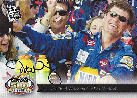 AUTOGRAPHED Michael Waltrip 2008 Press Pass Racing DAYTONA 500 ANNIVERSARY (50 Years) 2003 Winner Victory Lane Signed Collectible NASCAR Trading Card with COA
