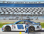 AUTOGRAPHED 2016 Dale Earnhardt Jr. #88 Nationwide DAYTONA INTERNATIONAL SPEEDWAY (World Center of Racing) Pit Road Pose Signed Collectible Picture NASCAR 9X11 Inch Glossy Photo with COA