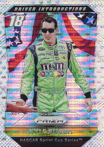 KYLE BUSCH 2016 Panini Prizm Racing WHITE FLAG PRIZM PARALLEL (Joe Gibbs Racing) M&Ms Team Extremely Rare Insert Collectible NASCAR Trading Card #5/5