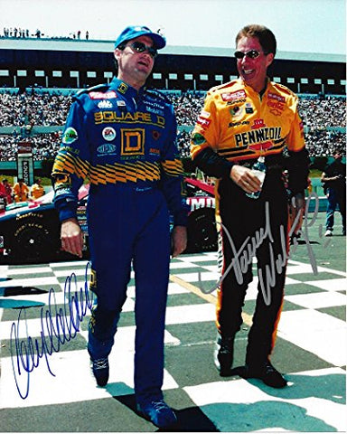 2X AUTOGRAPHED Darell Waltrip & Kenny Wallace 1998 Vintage Signed 8X10 Inch NASCAR Glossy Photo with COA