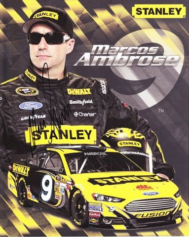 AUTOGRAPHED 2013 Marcos Ambrose #9 Stanley Petty Racing Team Signed 8X10 NASCAR Hero Card Photo with COA