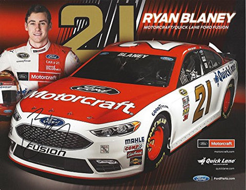 AUTOGRAPHED 2016 Ryan Blaney #21 Motorcraft Ford Fusion Team ROOKIE SEASON (Wood Brothers Racing) 9X11 Inch Signed Picture NASCAR Hero Card Photo with COA