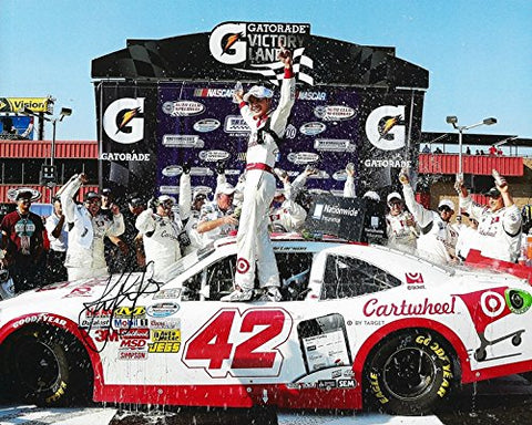 AUTOGRAPHED 2014 Kyle Larson #42 Target Cartwheel Racing FONTANA CALIFORNIA WIN VICTORY LANE (Nationwide Series) Ganassi Signed 8X10 NASCAR Glossy Photo with COA