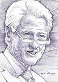 BILL CLINTON Leaf Decision 2016 Politcs AUTHENTIC HAND DRAWN SKETCH CARD (Artist Eric Miller) Democratic Party Extremely Rare Presidential Collectible Rare Sketch Art Political Trading Card #1/1