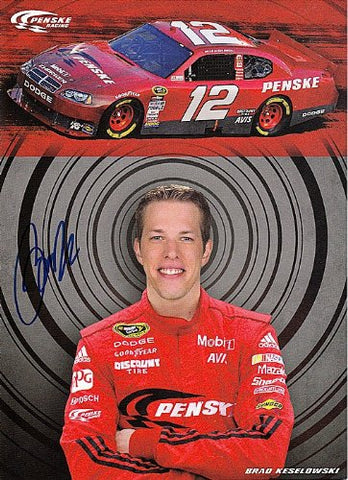 AUTOGRAPHED 2010 Brad Keselowski #12 Penske Racing ROOKIE (Sprint Cup Series) 7X9 SIGNED NASCAR Hero Card w/COA