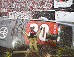 AUTOGRAPHED 2018 Erik Jones #20 Buy A Toyota Racing COKE ZERO 400 DAYTONA FIRST CAREER WIN (Victory Lane Celebration) Monster Cup Signed Collectible Picture NASCAR 9X11 Inch Glossy Photo with COA