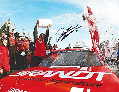 AUTOGRAPHED Justin Allgaier #31 Brandt Professional Agriculture Racing MONTREAL ROAD COURSE RACE WIN (Victory Lane Celebration) Nationwide Series 9X11 Inch Signed Picture NASCAR Glossy Photo with COA