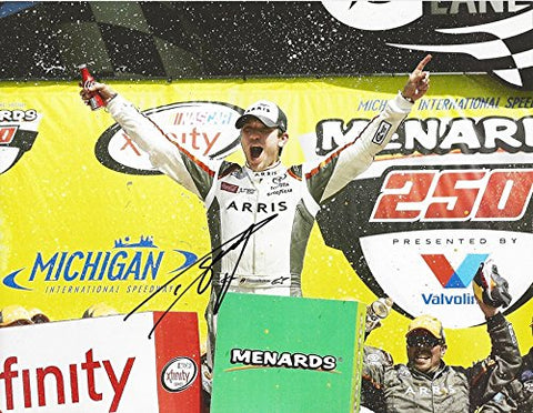 AUTOGRAPHED 2016 Daniel Suarez #19 Arris Team MICHIGAN RACE WIN (Victory Lane Celebration) Xfinity Series Joe Gibbs Racing Signed Collectible Picture NASCAR 9X11 Inch Glossy Photo with COA