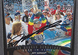 AUTOGRAPHED Jeff Gordon 1999 Upper Deck Racing Victory Circle BRICKYARD RACE WIN (#24 DuPont Team) Hendrick Motorsports Vintage Signed Collectible NASCAR Trading Card with COA