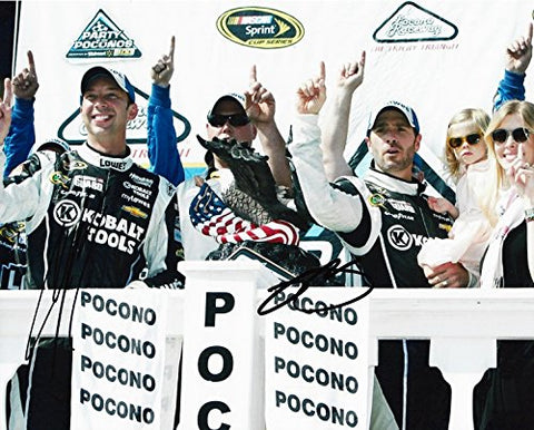 2X AUTOGRAPHED 2015 Jimmie Johnson & Chad Knaus #48 Kobalt POCONO WIN (Victory Lane) 8X10 Signed NASCAR Glossy Photo with COA