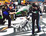AUTOGRAPHED 2015 Denny Hamlin #11 FedEx Express Racing MARTINSVILLE WIN (Victory Lane Celebration) 8X10 Signed Picture NASCAR Glossy Photo with COA