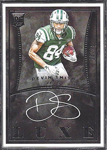 DEVIN SMITH 2015 Panini Luxe Football ROOKIE AUTOGRAPH (New York Jets) Rare Silver Metal Frame Signed NFL Collectible Trading Card #13/25