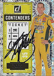 AUTOGRAPHED Kyle Busch 2021 Panini Donruss CONTENDERS TICKET (#18 M&Ms Team) Joe Gibbs Racing NASCAR Cup Series Insert Signed Collectible Trading Card with COA