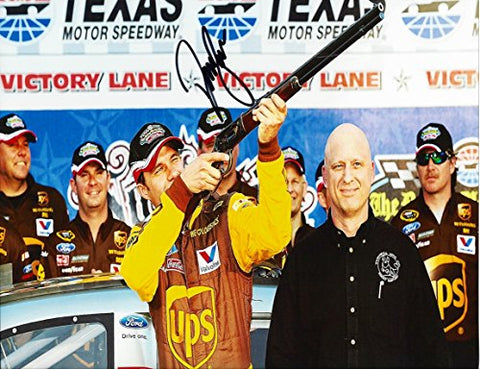 AUTOGRAPHED 2011 David Ragan #6 UPS Racing Team TEXAS POLE AWARD (Victory Lane) Roush Signed 9X11 NASCAR Glossy Photo with COA