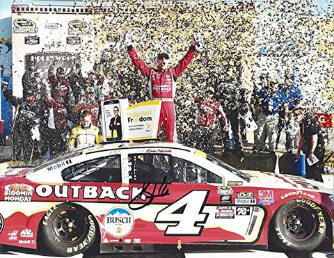 AUTOGRAPHED 2016 Kevin Harvick #4 Outback Steakhouse Racing KANSAS RACE WIN (Victory Lane Celebration Confetti) Signed Collectible Picture NASCAR 9X11 Inch Glossy Photo with COA