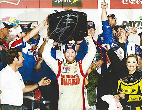 AUTOGRAPHED 2014 Dale Earnhardt Jr. #88 National Guard Racing DAYTONA 500 RACE WIN (Victory Lane Trophy) Hendrick Motorsports Signed Collectible Picture NASCAR 9X11 Inch Glossy Photo with COA