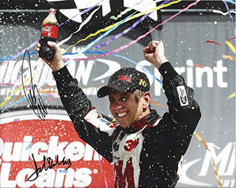 2X AUTOGRAPHED 2013 Greg Biffle & Jack Roush #16 MICHIGAN WIN (Victory Lane) Signed NASCAR 8X10 Photo with COA