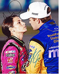 2X AUTOGRAPHED Danica Patrick & Ricky Stenhouse Jr. 2014 PRE-RACE KISS (NASCAR Couple) Signed 8X10 Photo with COA