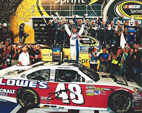 AUTOGRAPHED 2013 Jimmie Johnson #48 Team Lowes Racing CHARLOTTE ALL-STAR RACE WIN (Victory Lane Celebration) Hendrick Motorsports Signed Collectible Picture NASCAR 8X10 Inch Glossy Photo with COA