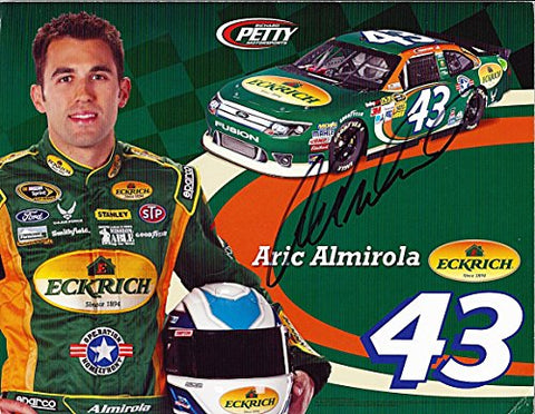 AUTOGRAPHED 2013 Aric Almirola #43 Eckrich Racing Team (Petty Motorsports) Signed 9X11 NASCAR Hero Card with COA