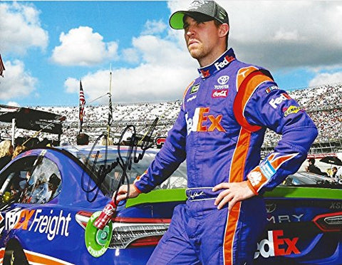 AUTOGRAPHED 2017 Denny Hamlin #11 FedEx Freight Racing CHASE FOR THE CUP PLAYOFFS (Pit Road) Monster Energy Cup Series Team Gibbs Signed Collectible Picture NASCAR 9X11 Inch Glossy Photo with COA