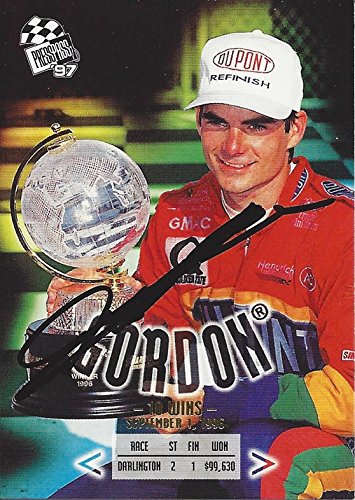 AUTOGRAPHED Jeff Gordon 1997 Press Pass Racing DARLINGTON RACE WIN (#24  DuPont Rainbow Team) Hendrick Motorsports Vintage Signed NASCAR Collectible 