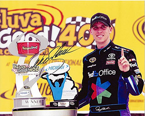 AUTOGRAPHED 2011 Denny Hamlin #1 FedEx Office Racing MICHIGAN WIN (Victory Lane) Signed 8X10 NASCAR Glossy Photo with COA