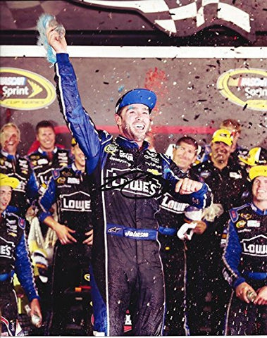 AUTOGRAPHED 2013 Jimmie Johnson #48 Lowes Racing DAYTONA 500 WINNER (Victory Lane) Signed 8X10 Picture NASCAR Glossy Photo with COA