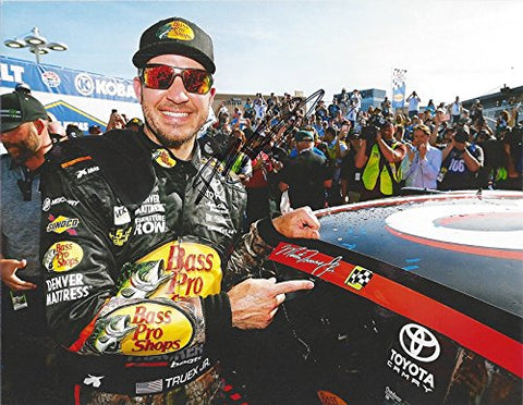 AUTOGRAPHED 2017 Martin Truex Jr. #78 Bass Pro Shops Racing LAS VEGAS RACE WIN (Victory Lane Sticker) Monster Energy Cup Series Signed Collectible Picture NASCAR 9X11 Inch Glossy Photo with COA